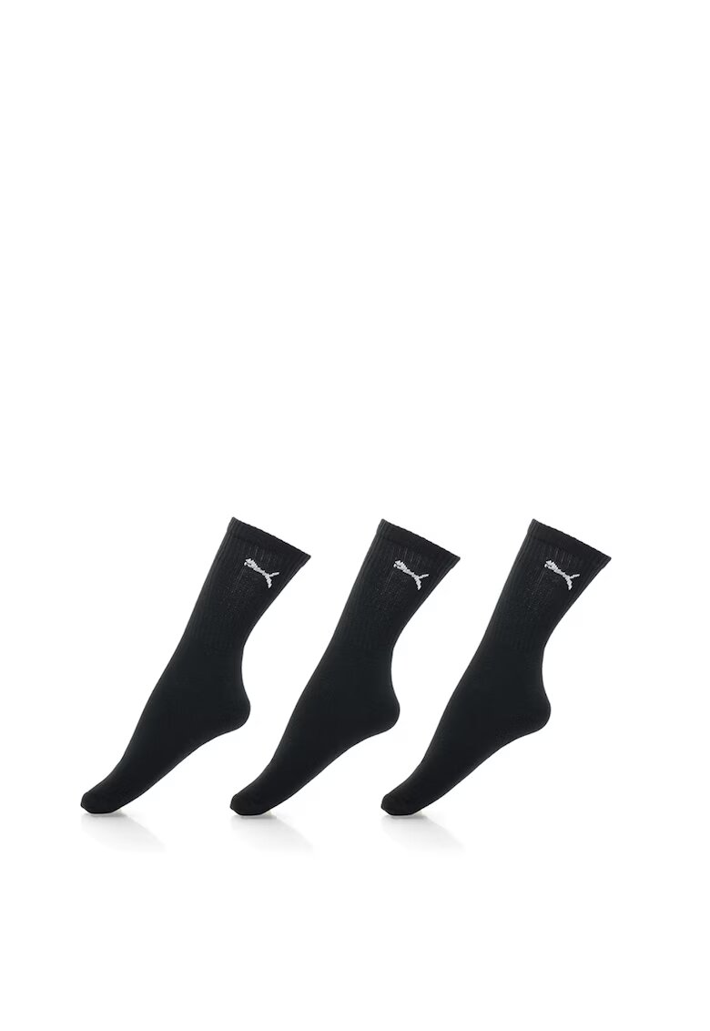 Puma Set de sosete unisex lungi cu logo brodat - 3 perechi - Negru