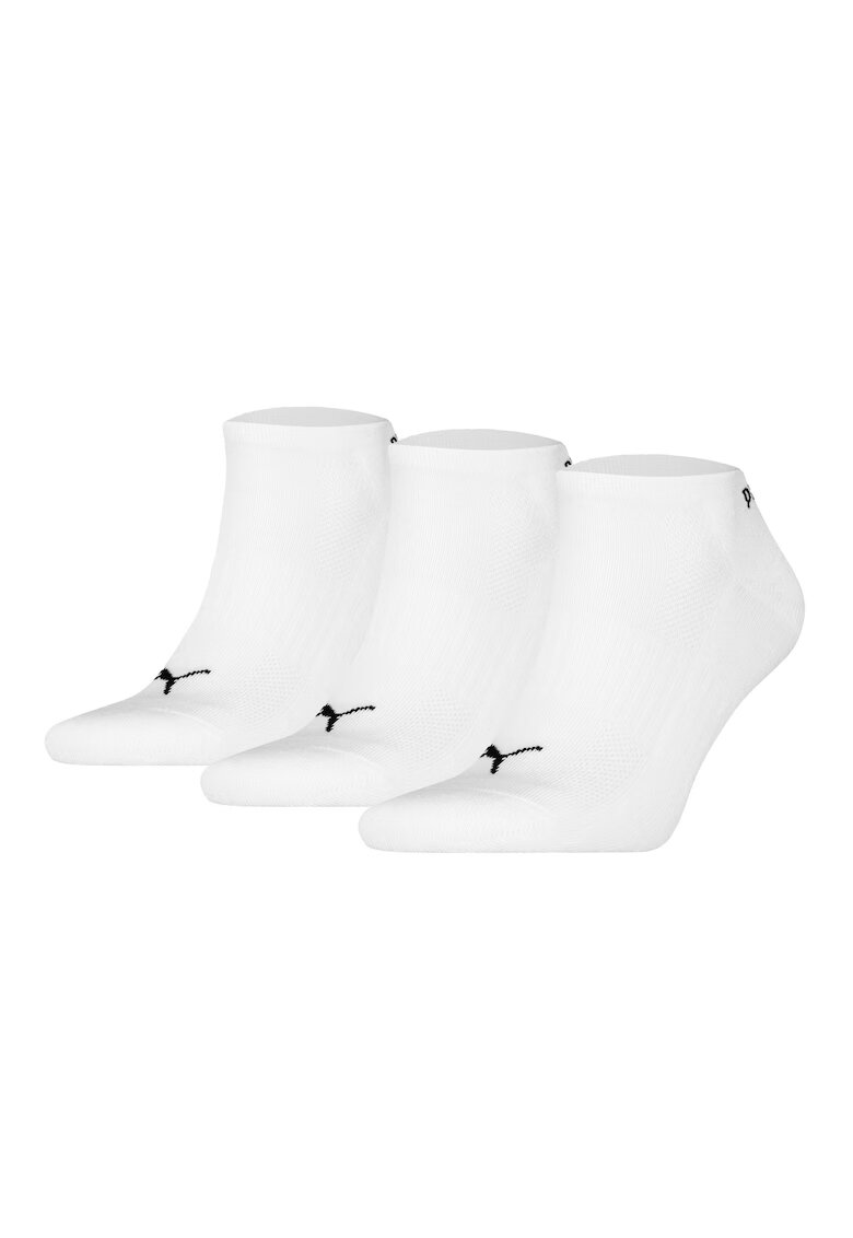 Puma Set de sosete unisex pana la glezna cu detaliu logo - 3 perechi - Alb