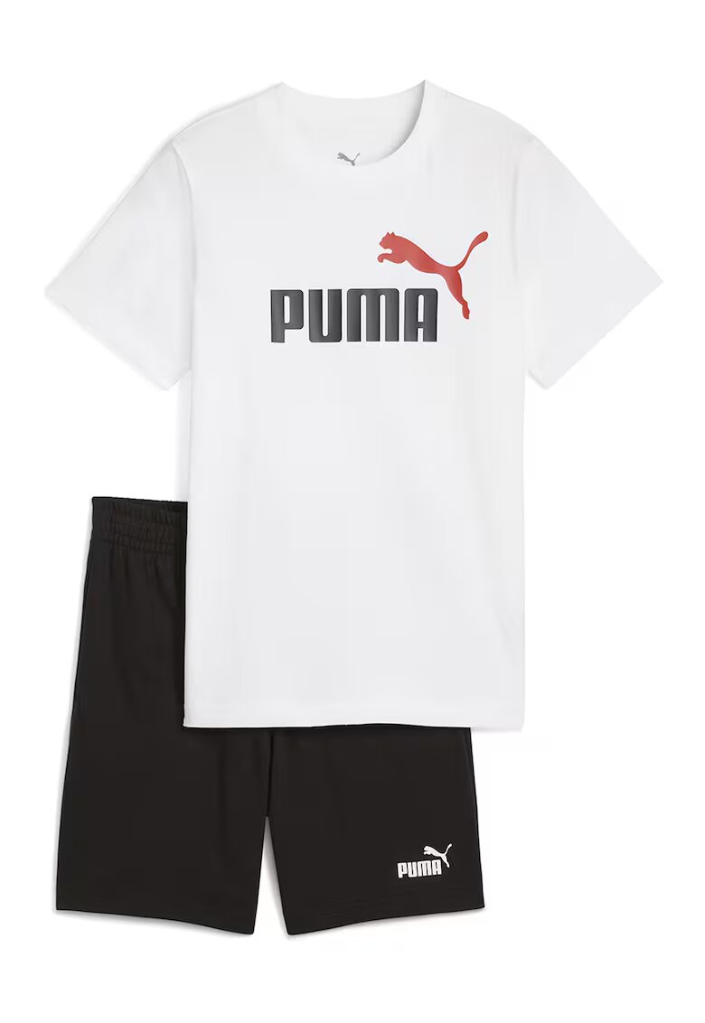 Puma Set de tricou cu imprimeu logo si pantaloni scurti - 2 piese - Alb/Negru