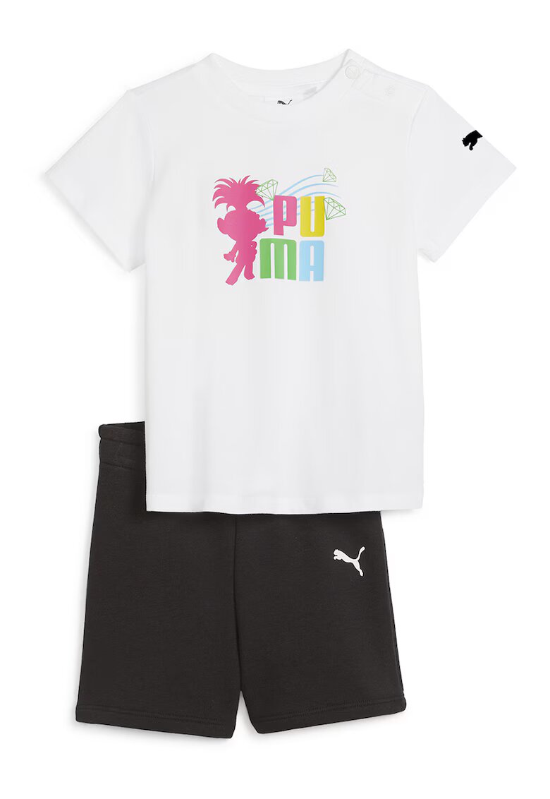Puma Set de tricou cu imprimeu si pantaloni scurti - 2 piese - Alb/Negru