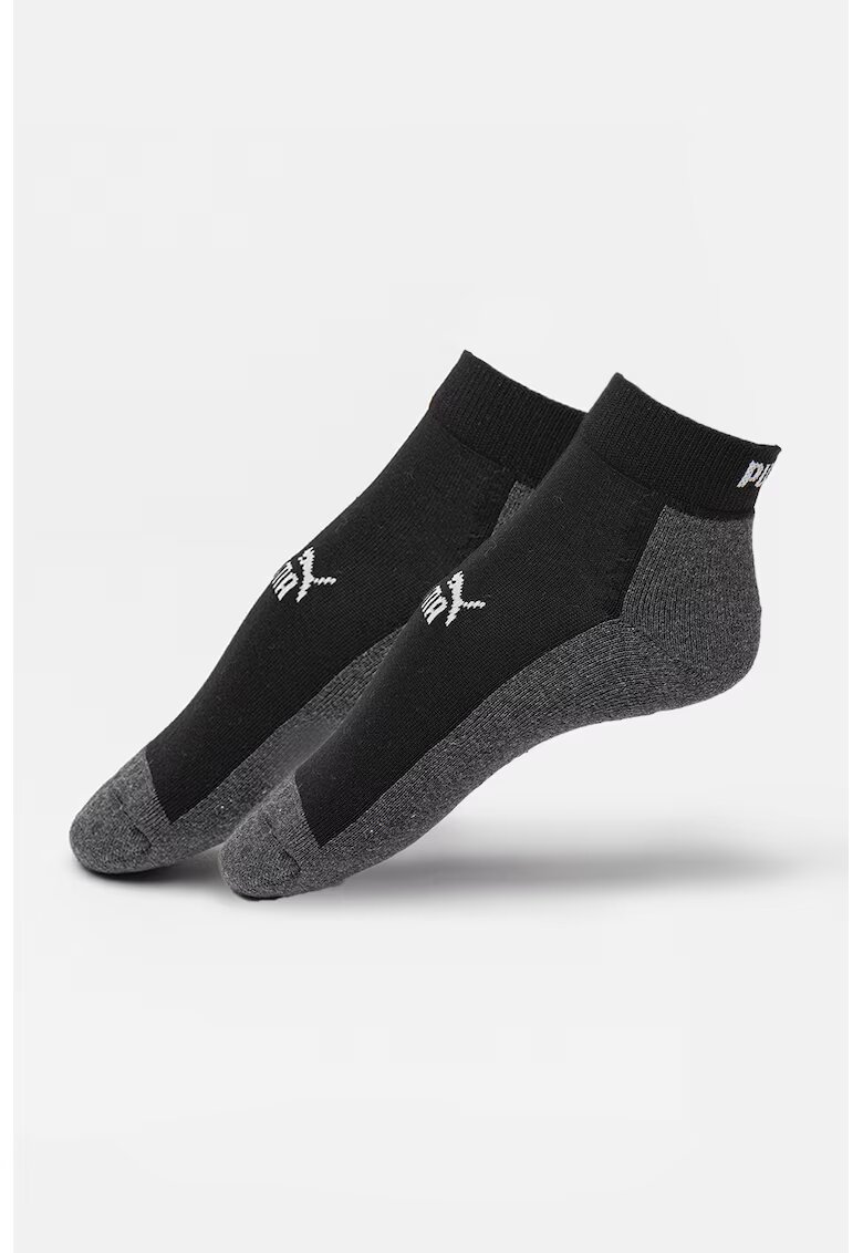 Puma Sosete scurte cu logo - Negru/Gri inchis melange