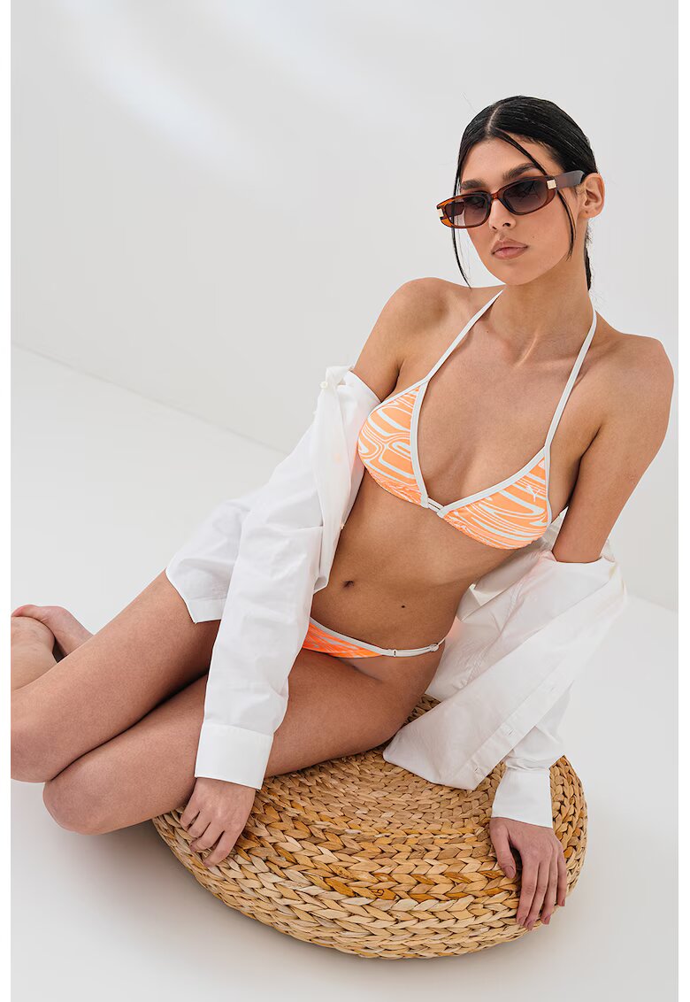 Puma Sutien triunghiular de baie cu model - Portocaliu deschis/Crem