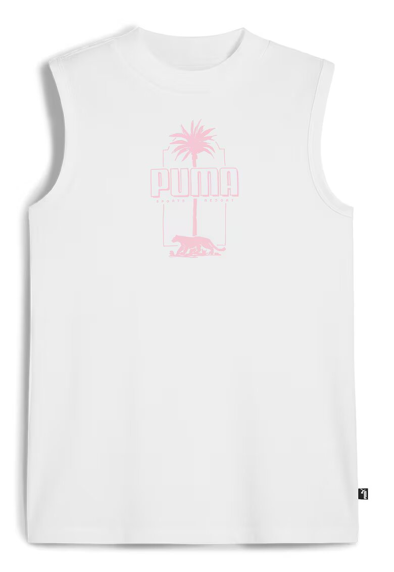Puma Top cu decolteu la baza gatului Essentials+ Palm Resort - Alb/Roz