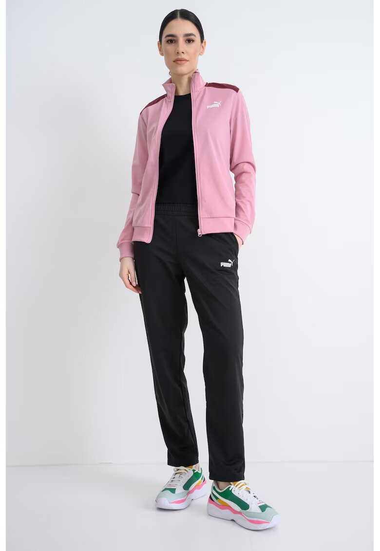 Puma Trening cu fermoar si detalii logo - Negru/Roz pastel