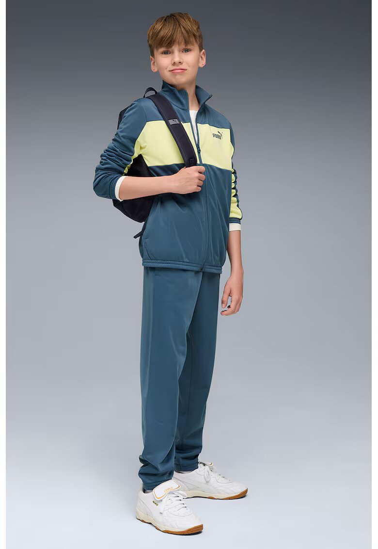 Puma Trening cu logo si fermoar - Albastru inchis/Verde fistic