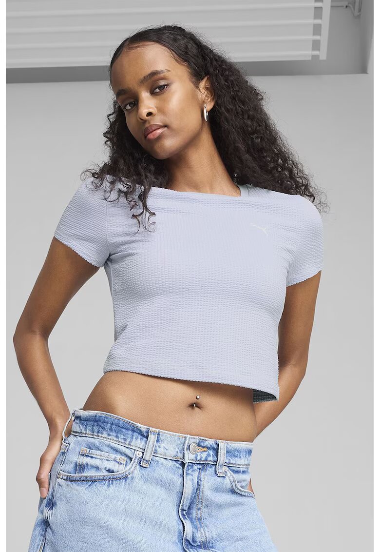 Puma Tricou crop din amestec din bumbac - Blue Pale