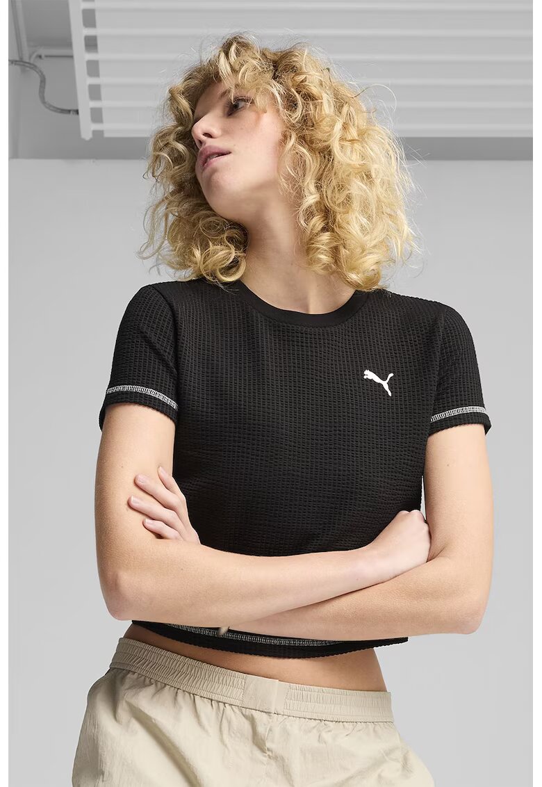 Puma Tricou crop din amestec din bumbac - Negru