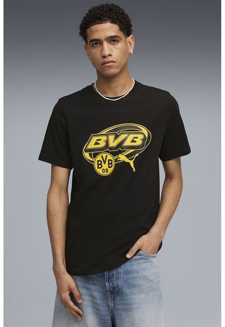 Puma Tricou cu decolteu la baza gatului pentru fotbal BVB - Negru/Galben sofran