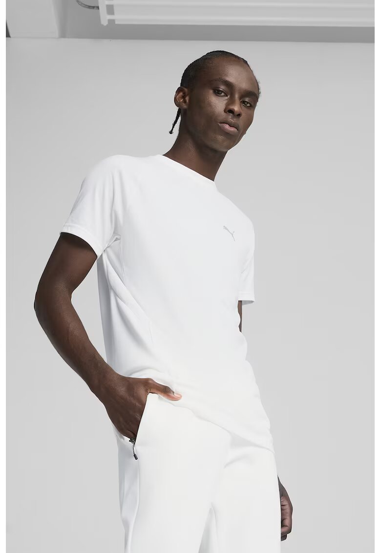 Puma Tricou cu decolteu la baza gatului si detaliu logo - Alb