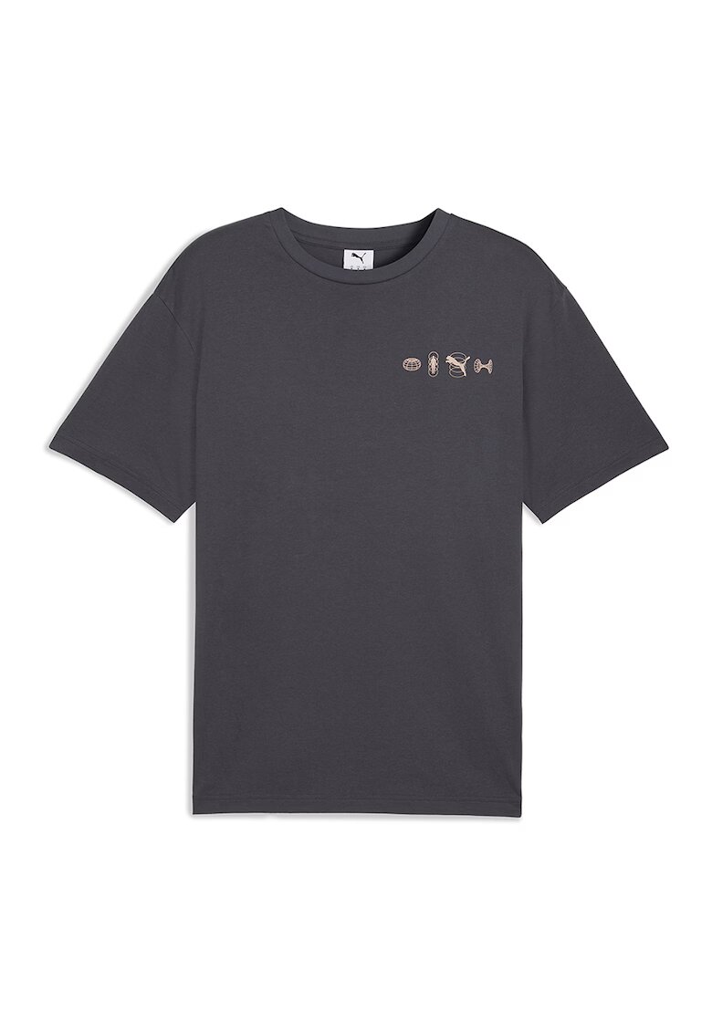 Puma Tricou cu decolteu la baza gatului si imprimeu grafic - Gri antracit