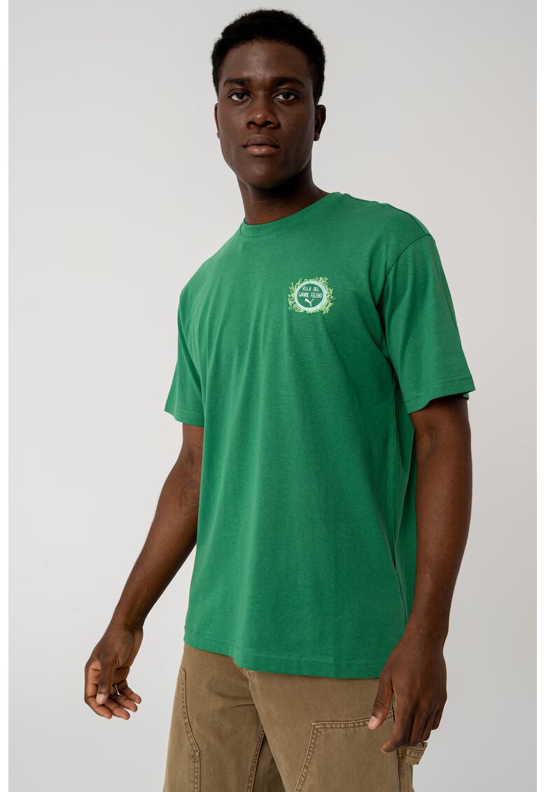 Puma Tricou cu decolteu la baza gatului si imprimeu grafic - Verde