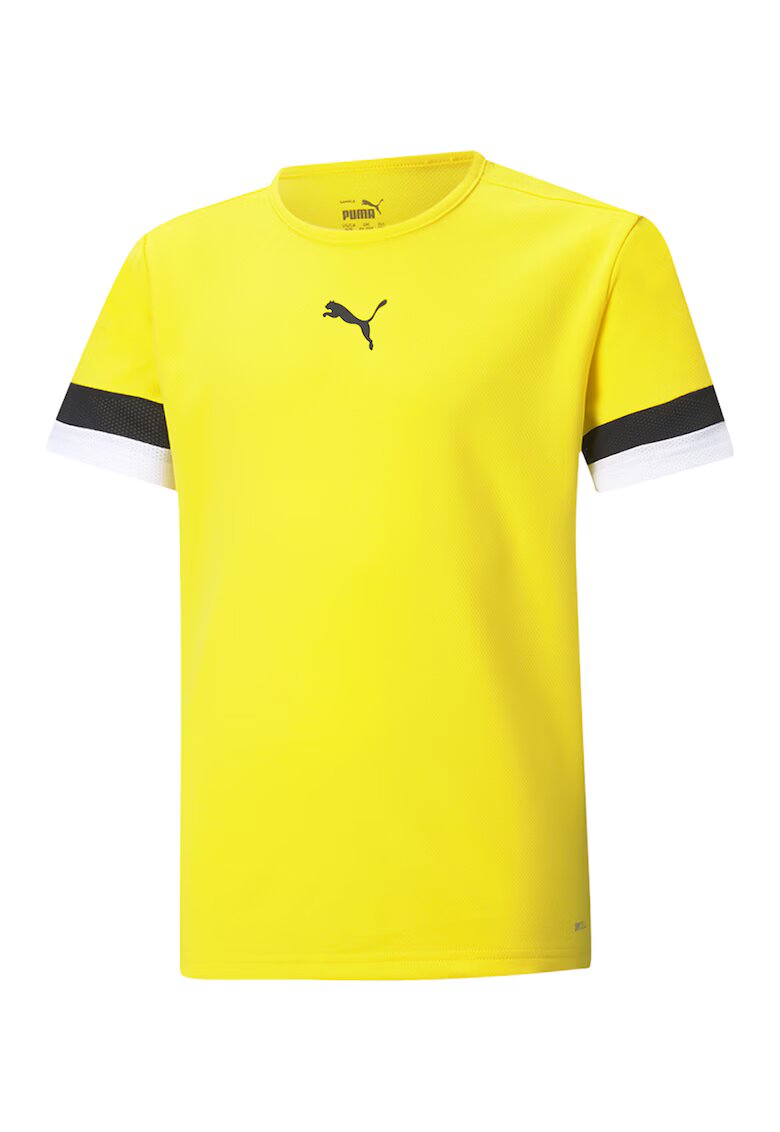 Puma Tricou cu decolteu la baza gatului si imprimeu logo pentru fotbal - Negru/Galben