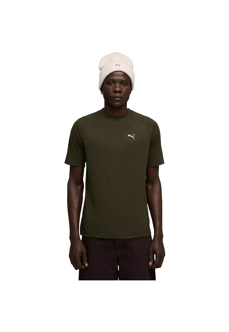 Puma Tricou cu decolteu la baza gatului si logo Evostripe - Verde