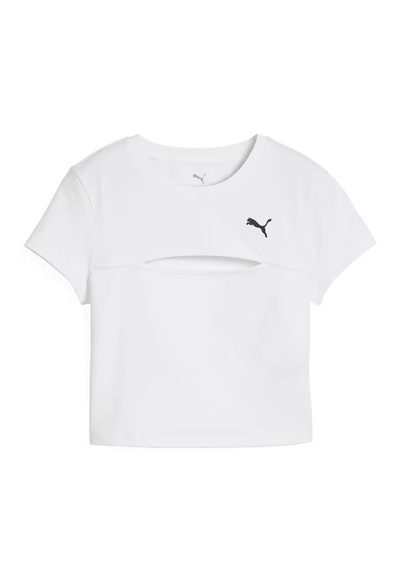 Puma Tricou cu decolteu la baza gatului si slit frontal - Alb optic