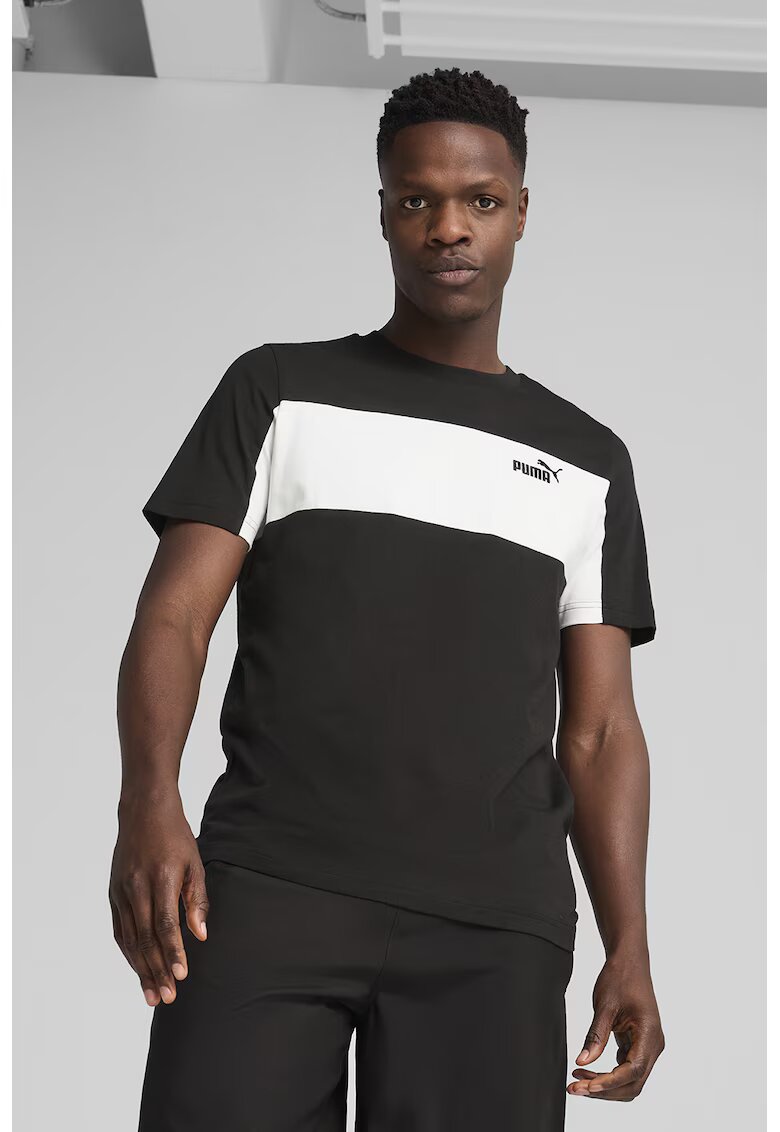 Puma Tricou cu detaliu logo - Alb/Negru