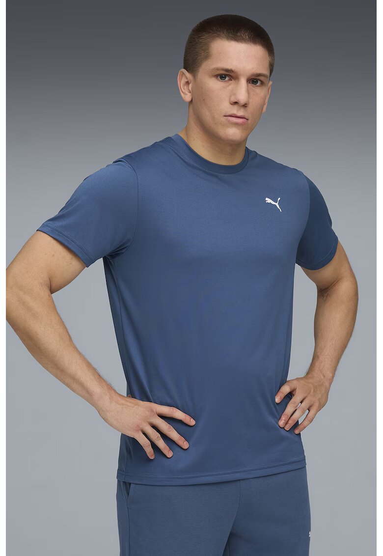 Puma Tricou cu detaliu logo pentru fitness Essentials - Albastru inchis