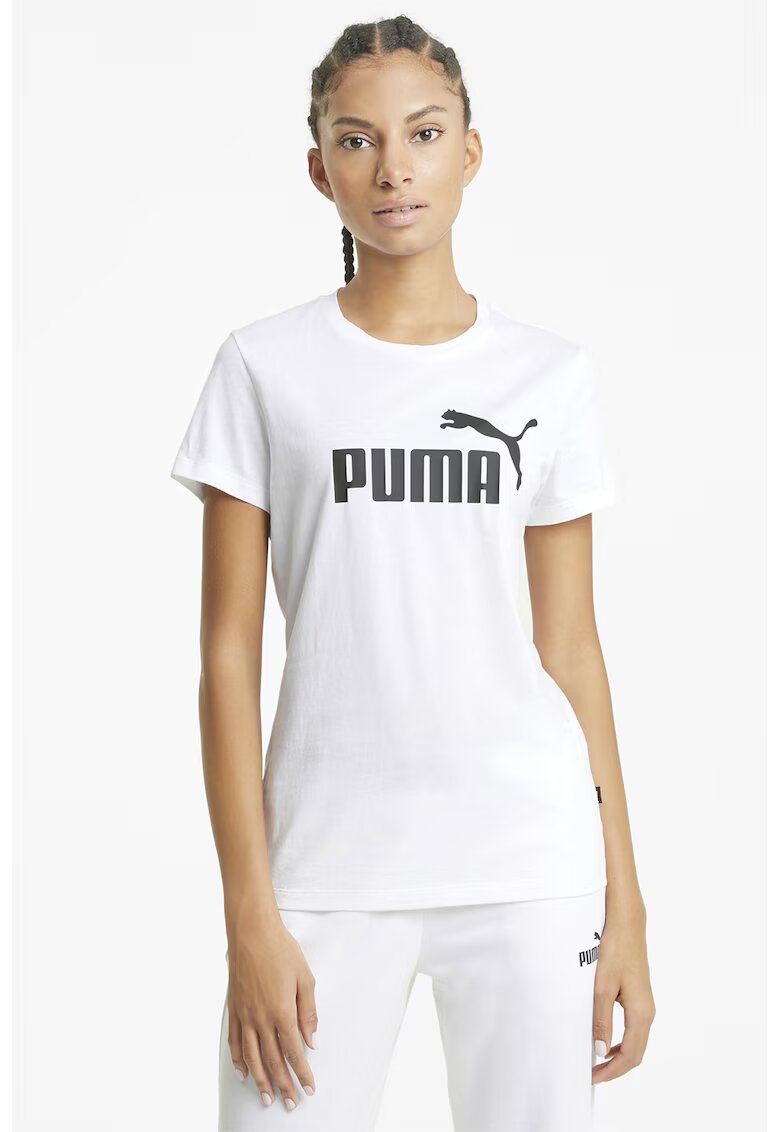 Puma Tricou cu imprimeu logo ESS - Alb/Negru