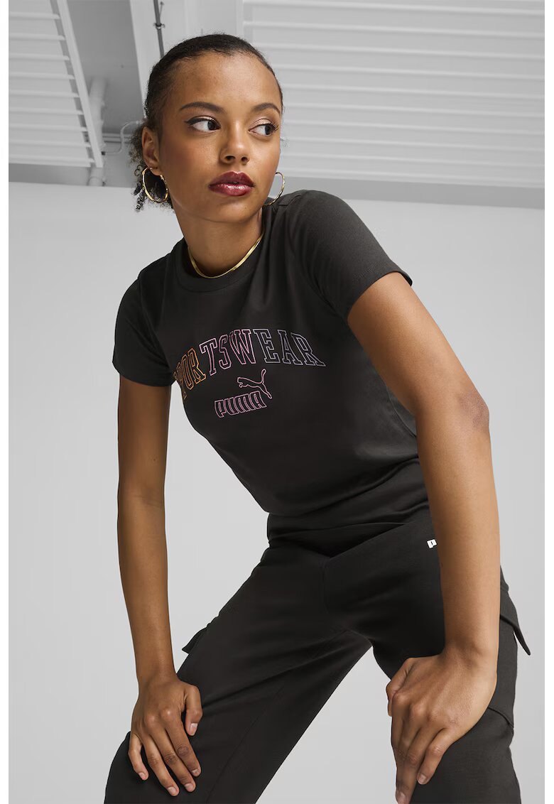 Puma Tricou cu imprimeu logo ESS+ - Negru stins