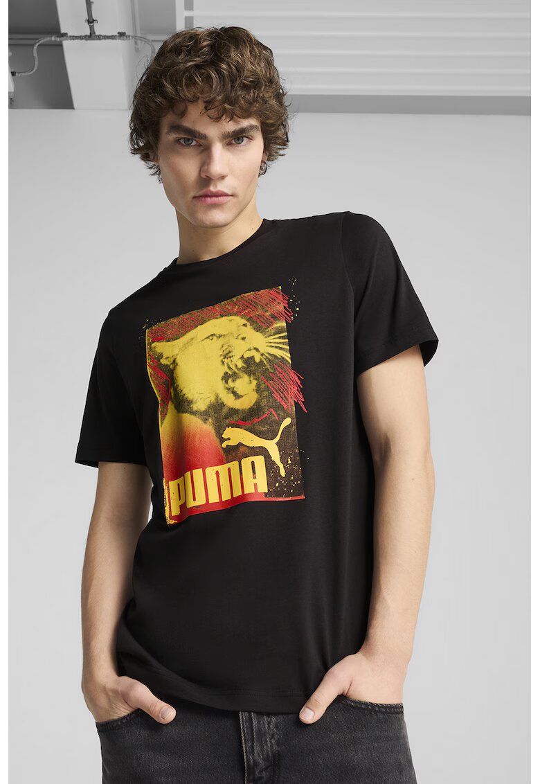 Puma Tricou cu imprimeu logo - Rosu/Negru/Galben sofran