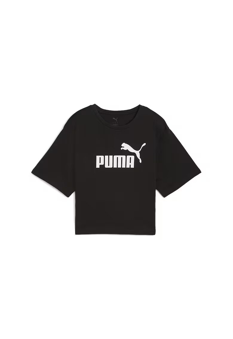 Puma Tricou cu imprimeu logo si maneci cazute - Alb/Negru