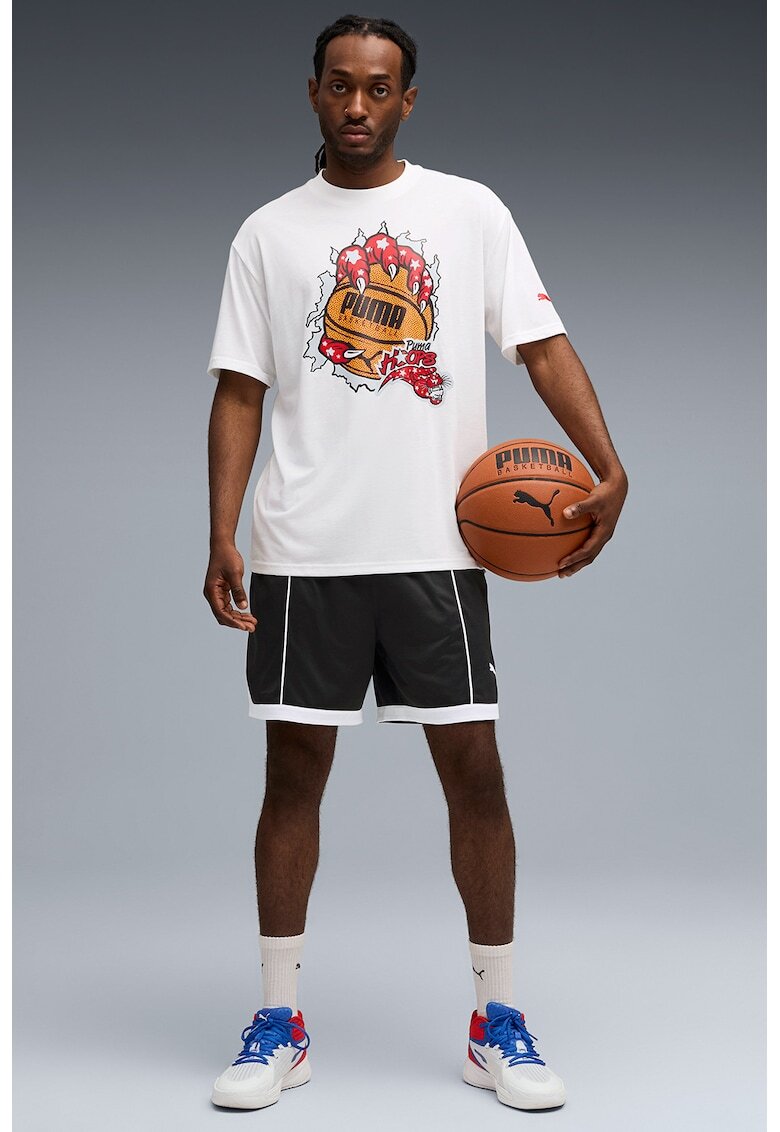 Puma Tricou cu imprimeu pentru baschet Hoopaverse - Rosu/Portocaliu mandarina/Alb optic