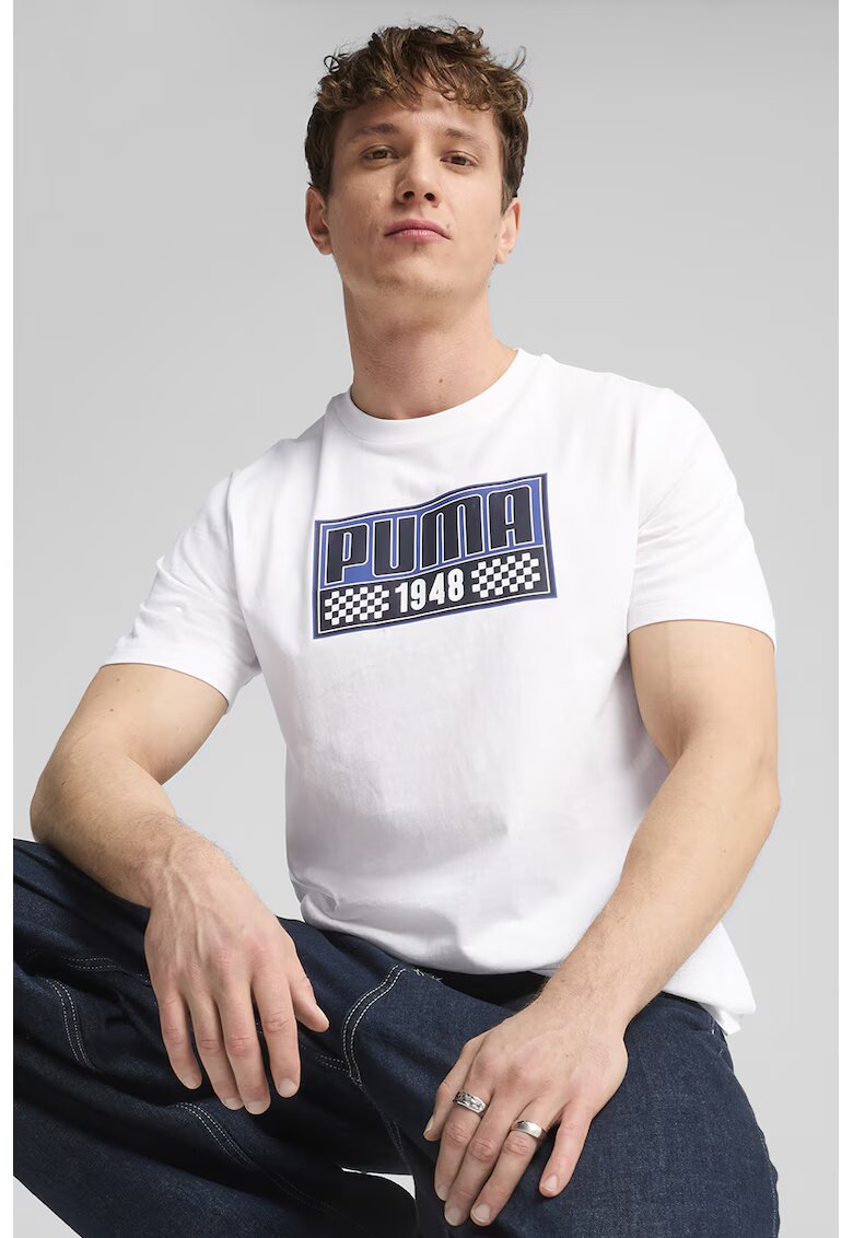 Puma Tricou cu imprimeu si decolteu la baza gatului - Alb