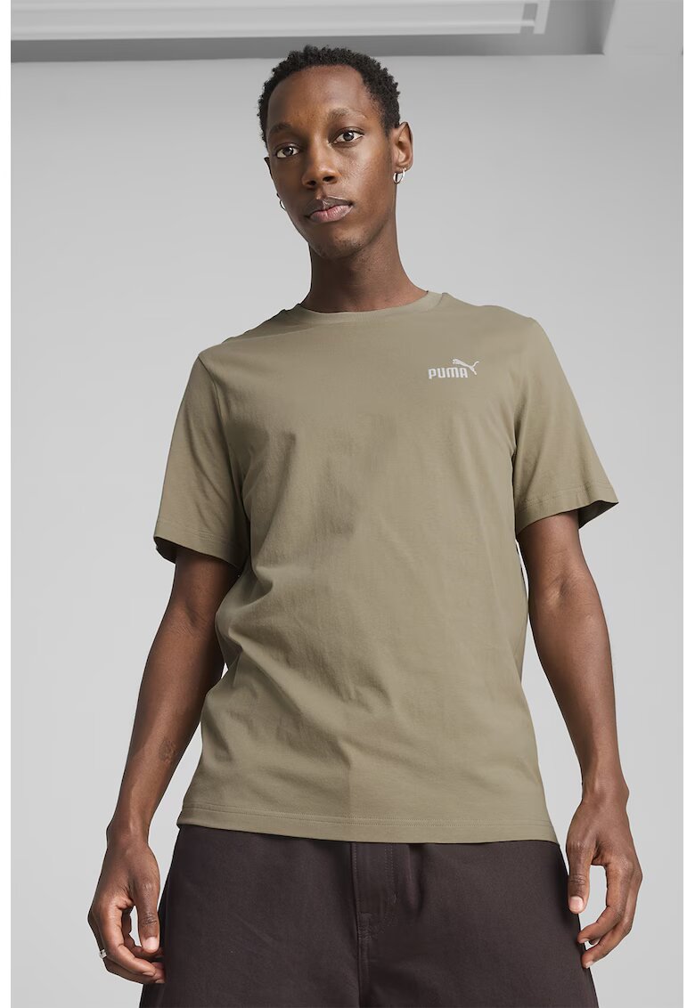 Puma Tricou cu logo brodat Essentials No. 1 - Maro deschis