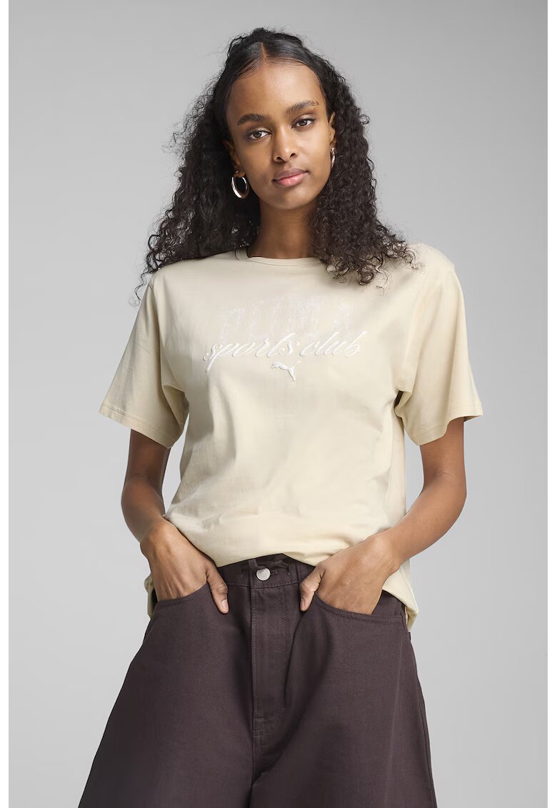 Puma Tricou cu logo si decolteu la baza gatului - Crem