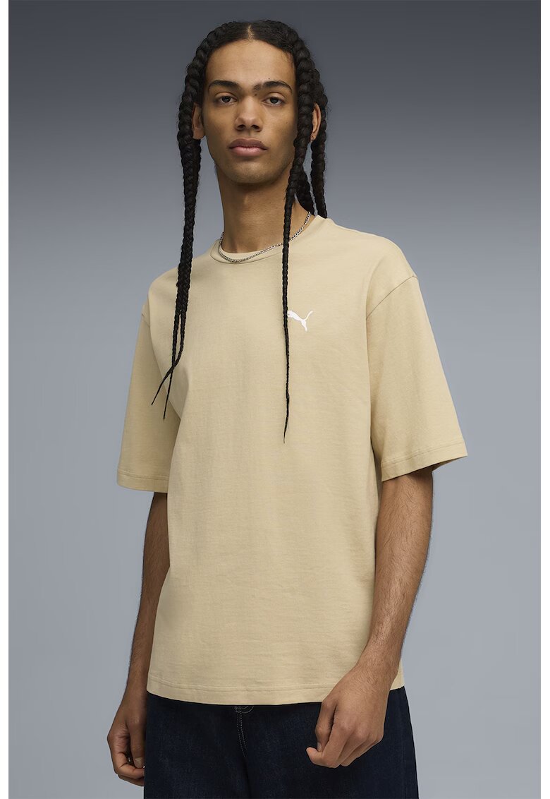 Puma Tricou de bumbac cu decolteu la baza gatului - Bej
