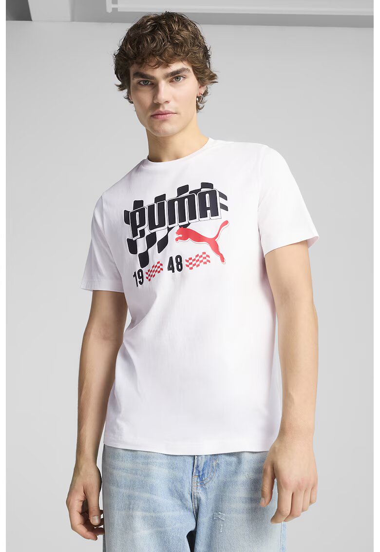 Puma Tricou de bumbac cu imprimeu - Alb/Negru