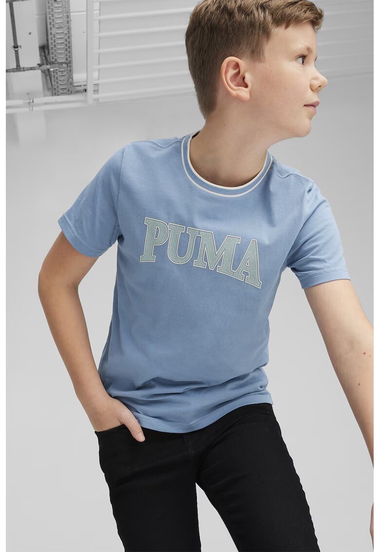 Puma Tricou de bumbac cu imprimeu logo Squad - Albastru prafuit
