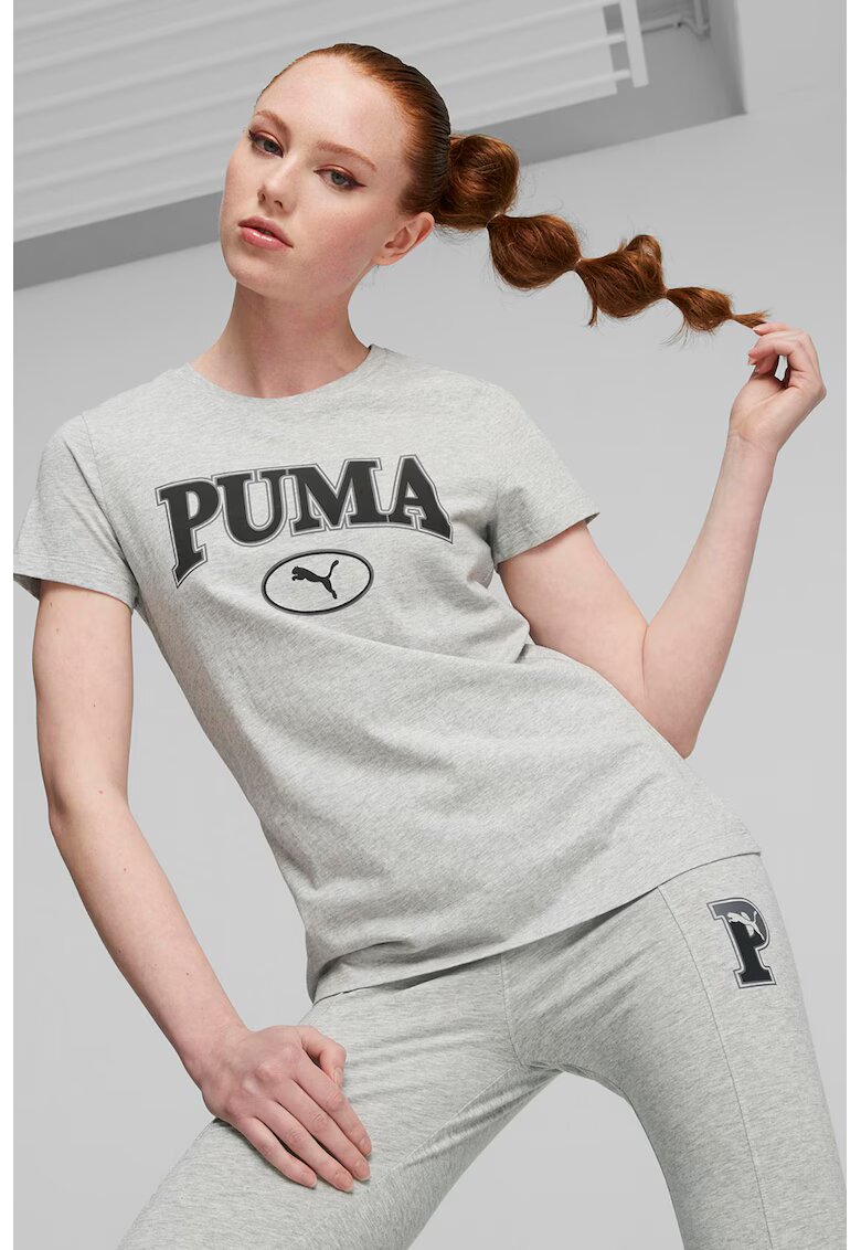Puma Tricou de bumbac cu imprimeu logo Squad - Gri melange