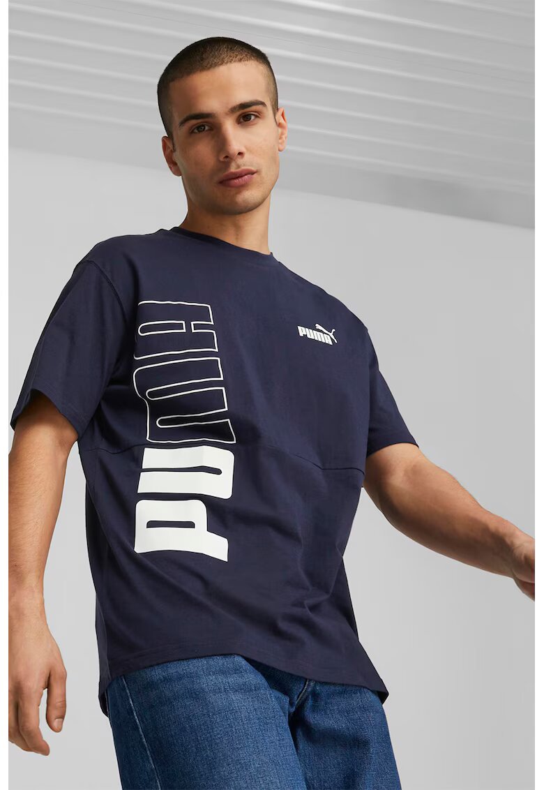 Puma Tricou de bumbac cu imprimeu logo supradimensionat Power - Alb/Bleumarin