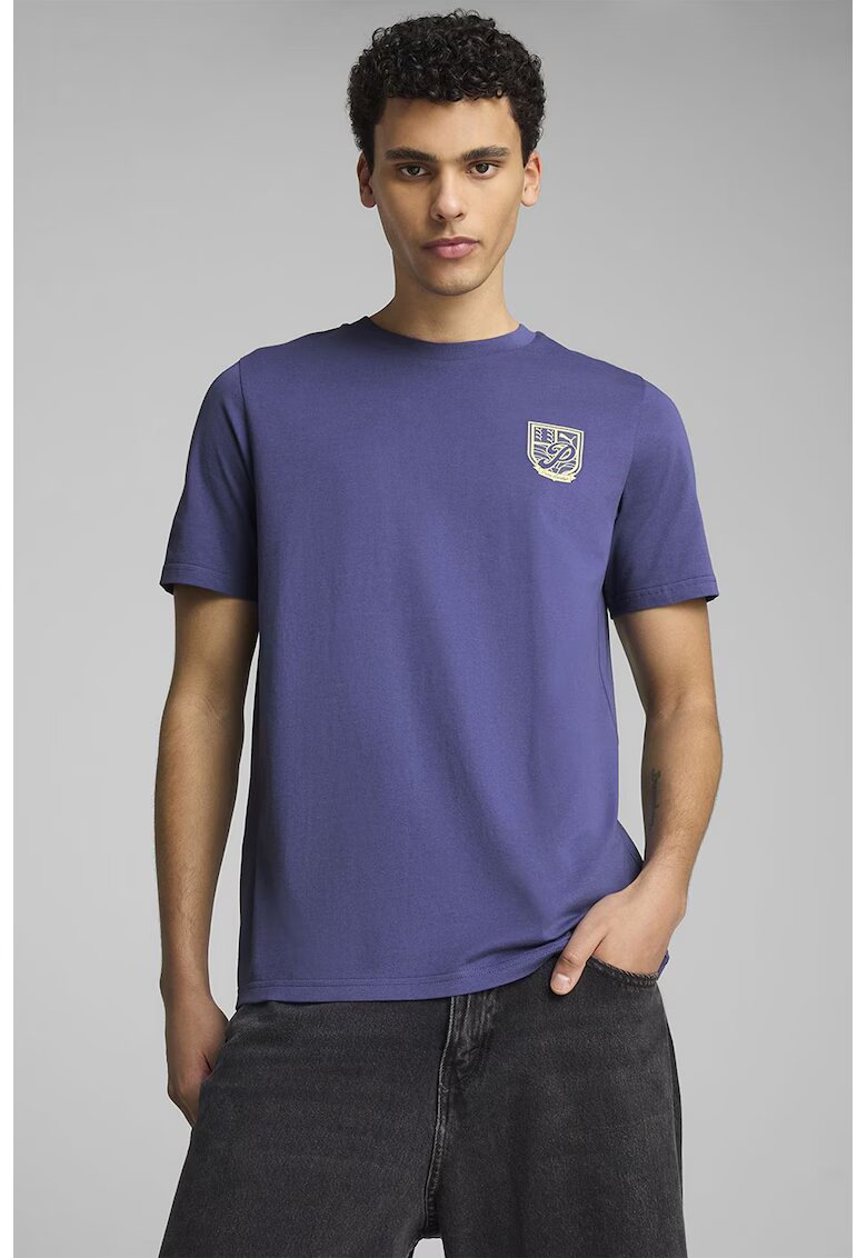 Puma Tricou de bumbac cu imprimeu pe partea din spate - Violet/Bej