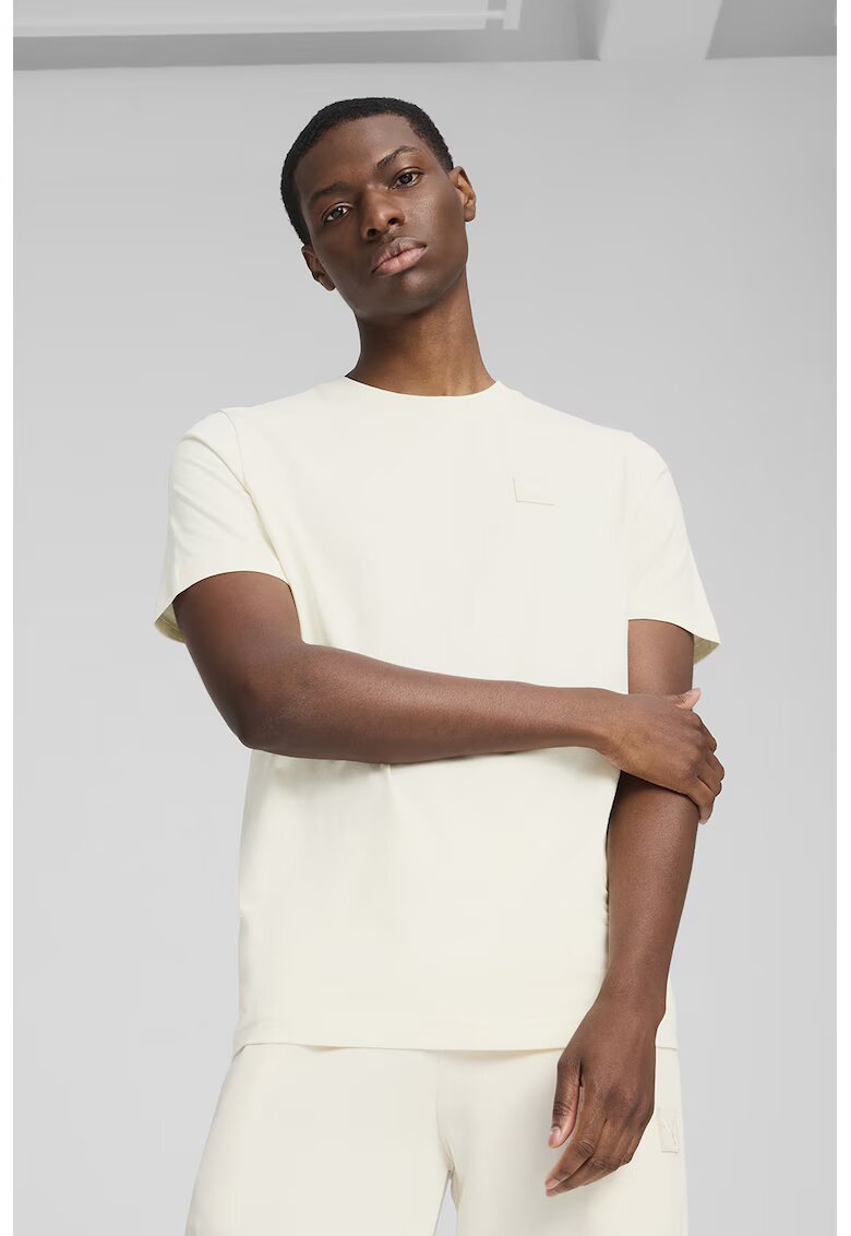 Puma Tricou de bumbac cu logo ESS Elevated - Alb murdar