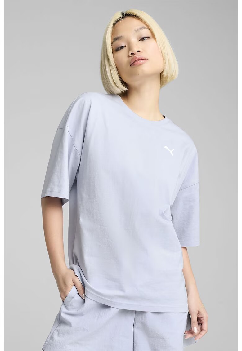 Puma Tricou de bumbac cu maneci medii - Albastru pal