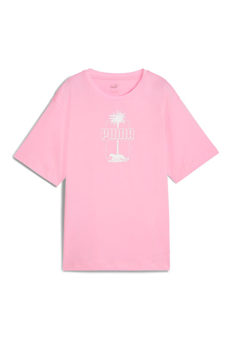 Puma Tricou de bumbac Essential+ Palm Resort - Alb/Roz pastel