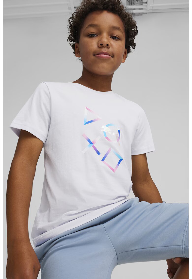 Puma Tricou din amestec de bumbac cu imprimeu - Alb murdar