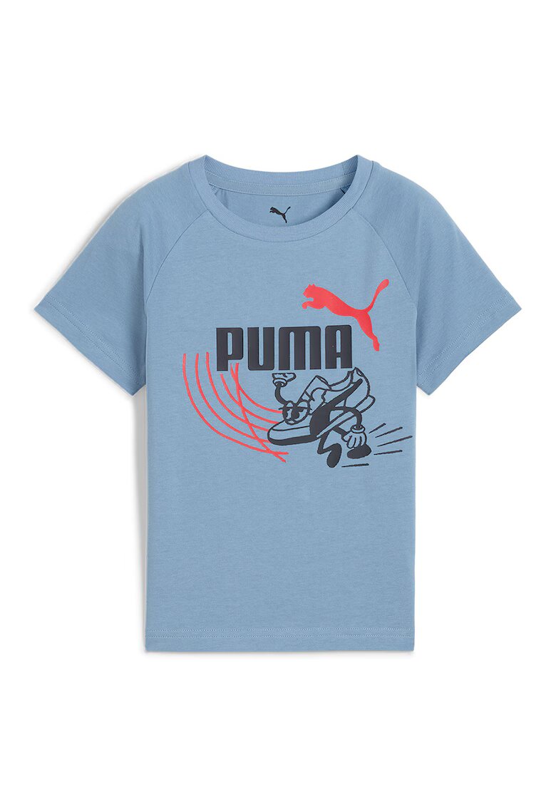 Puma Tricou din amestec de bumbac cu imprimeu logo Little Runners Tee - Albastru prafuit