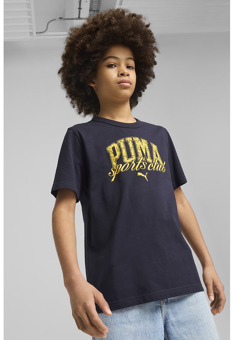 Puma Tricou din amestec de bumbac cu logo - Galben/Bleumarin