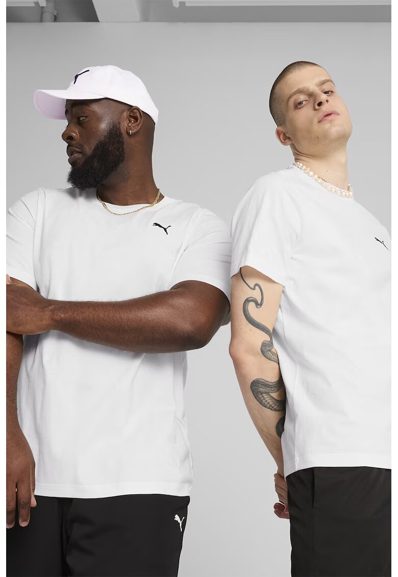 Puma Tricou din bumbac cu broderie logo ESS - Alb
