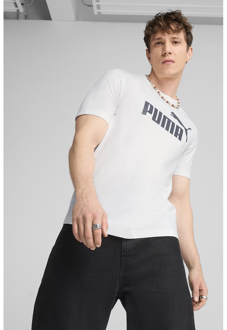 Puma Tricou din bumbac cu decolteu la baza gatului si logo