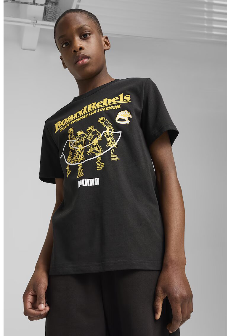 Puma Tricou din bumbac cu imprimeu cu skateboarding Mid 90s - Negru/Galben