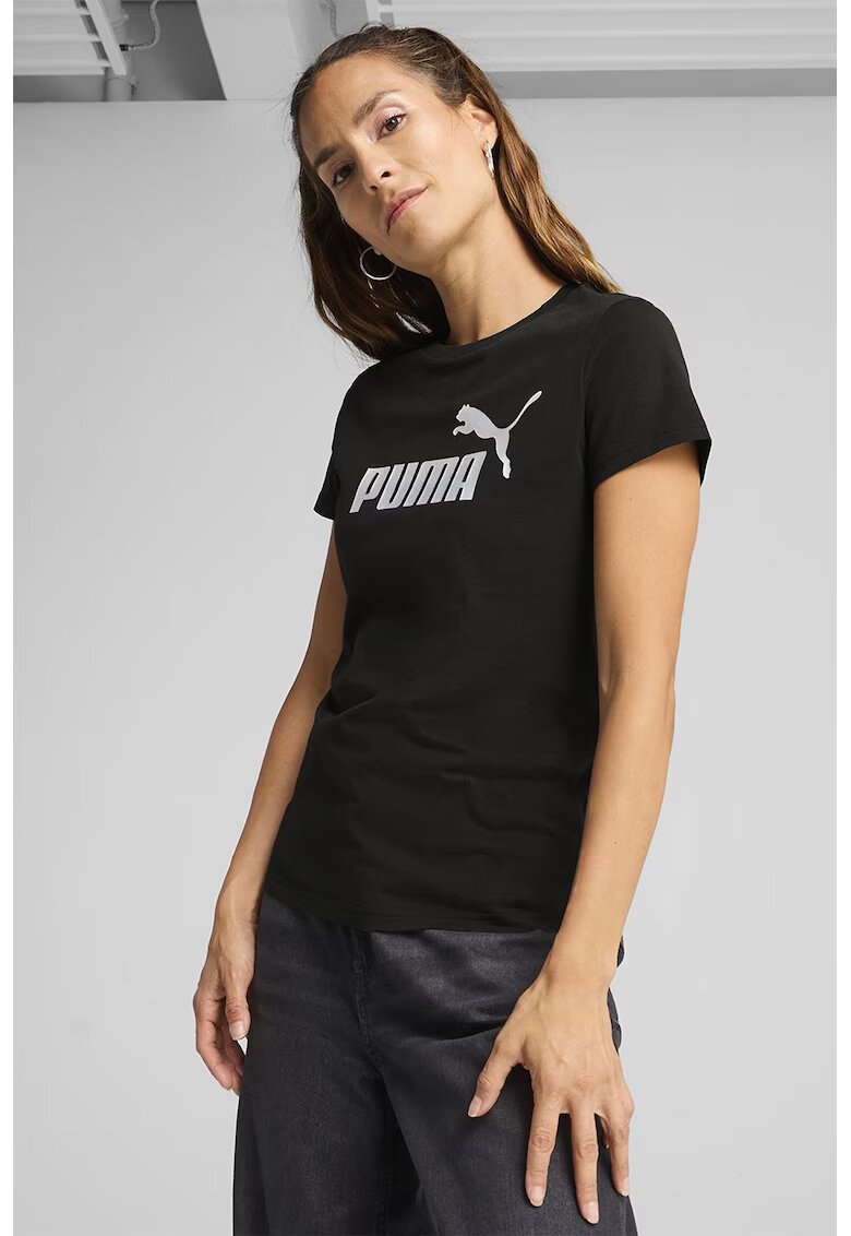 Puma Tricou din bumbac cu imprimeu logo - Alb/Negru