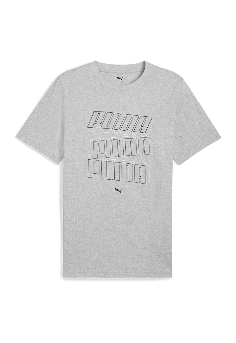 Puma Tricou din bumbac cu imprimeu logo - Gri deschis