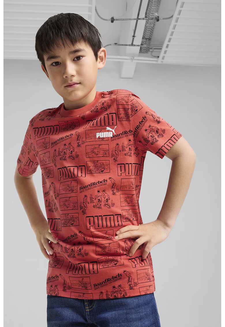 Puma Tricou din bumbac cu imprimeu Mid 90s - Rosu/Rosu inchis