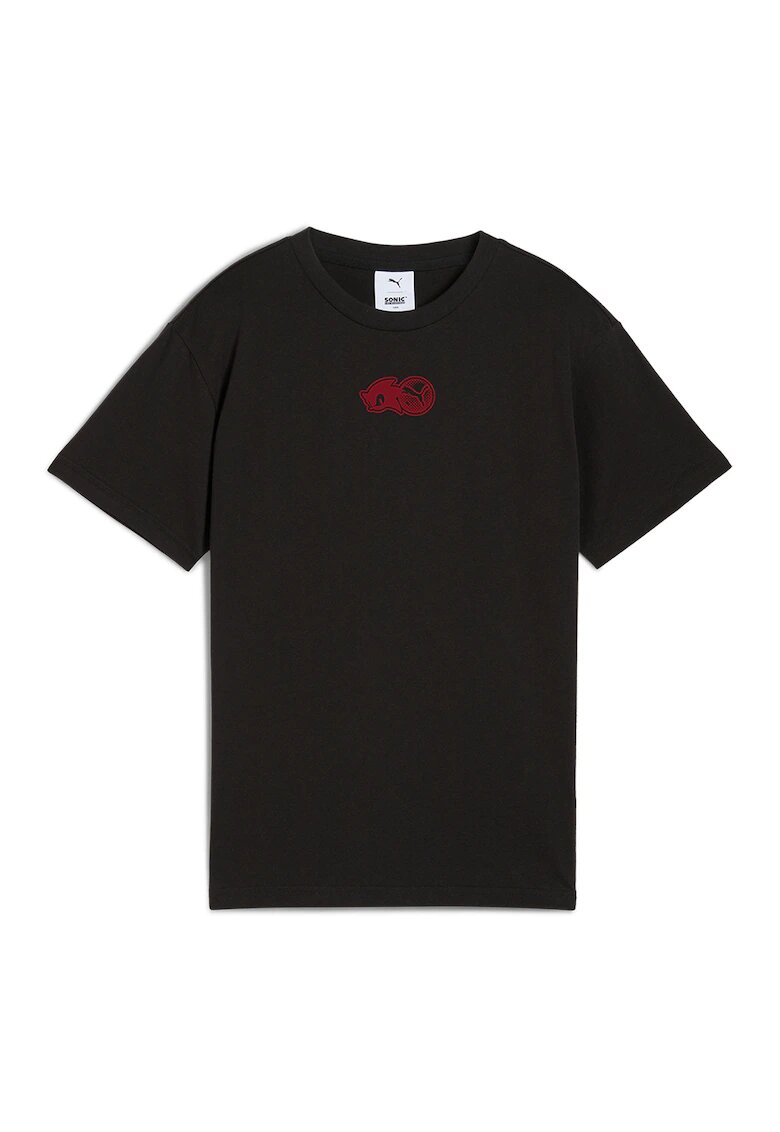Puma Tricou din bumbac cu imprimeu si decolteu la baza gatului - Rosu/Negru