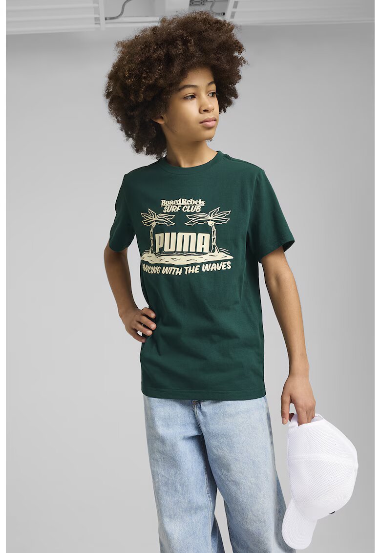Puma Tricou din bumbac cu imprimeu - Verde padure