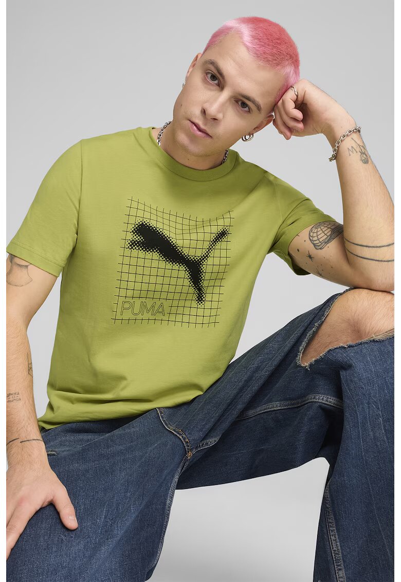 Puma Tricou din bumbac cu logo - Verde fistic
