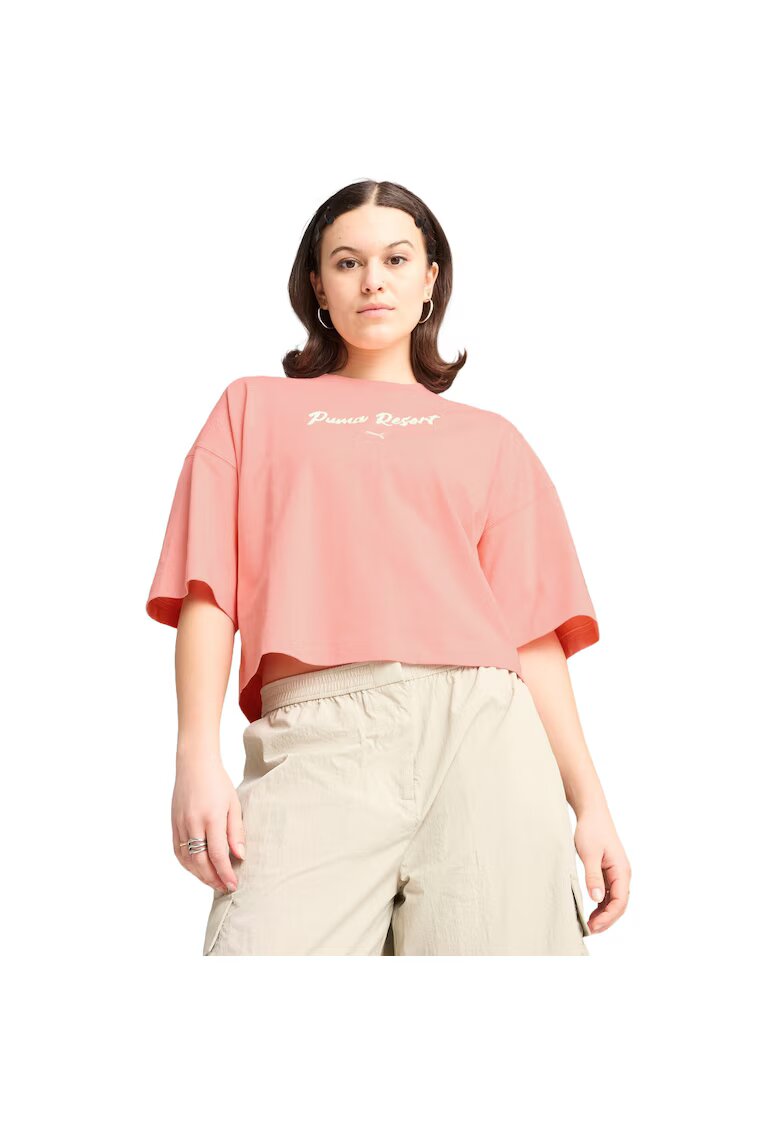 Puma Tricou grafic Premium Ess supradimensionat - Roz